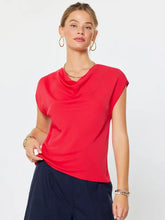 Load image into Gallery viewer, Draped Cowl Neck Cap Sleeve Top
