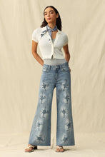 Load image into Gallery viewer, Rhinestone Embroidery Wide Leg Jeans
