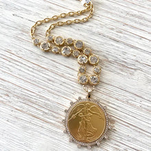 Load image into Gallery viewer, Gold French Peace Coin Necklace
