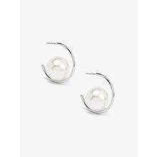 Load image into Gallery viewer, Open Orbit Pearl Hoop Earring
