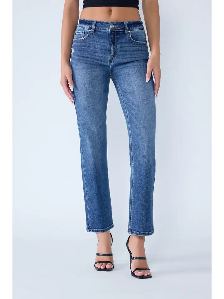 Distressed Classic Straight Jeans