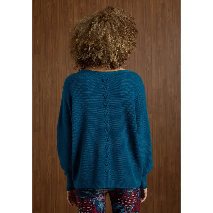 Relaxed Ciana Pullover Sweater with Lattice Back