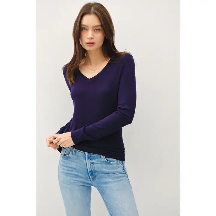 Classic V-Neck Solid Sweater