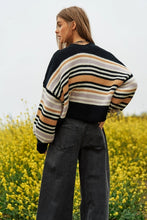 Load image into Gallery viewer, Chunky Knit Multi Stripe Open Sweater Cardigan
