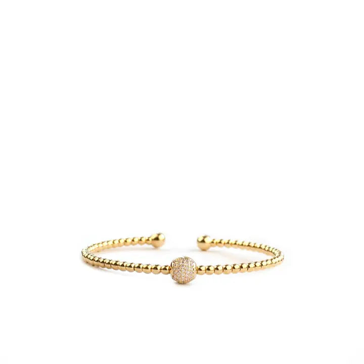 Pave Charm Ball Cuff Bracelet