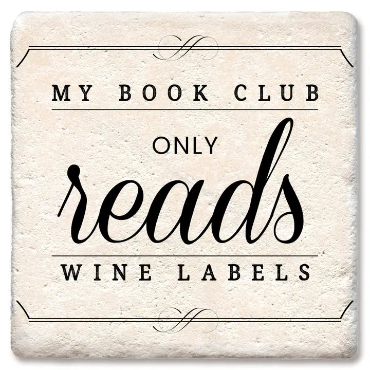 My Book Club Only Reads Wine Labels Coasters  (Set of 2)