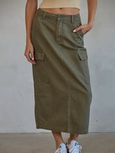 Load image into Gallery viewer, Denim Cotton Midi Skirt with Side Pockets
