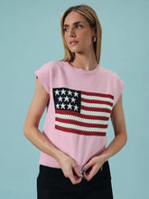 Load image into Gallery viewer, Round Neck Wide Shoulder USA Flag Sweater
