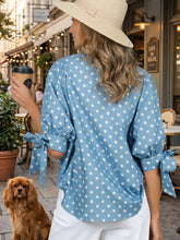 Load image into Gallery viewer, Polka Dot V-Neck Short Bow Sleeve
