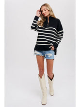Load image into Gallery viewer, Quarter Zip Up Stripe Pullover
