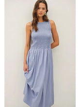 Load image into Gallery viewer, Smocked Bodice Boatneck Tank Midi Dress

