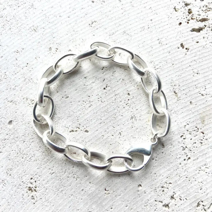 Matte Silver Chunky Bracelet