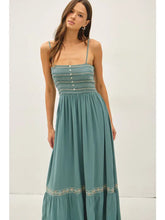 Load image into Gallery viewer, Smocked Bodice Embo Maxi Dress
