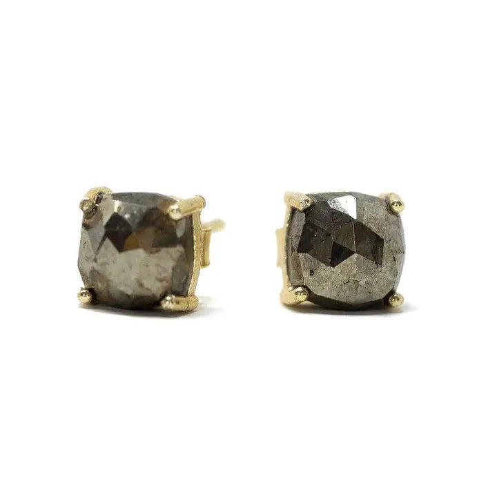 Natural Pyrite Square Stud Earring