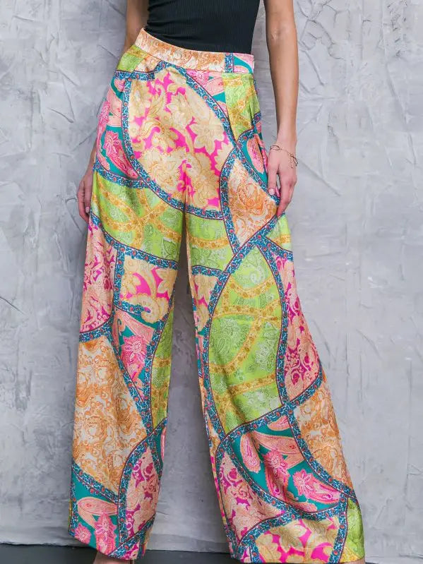 Green/Pink Printed Woven Pant