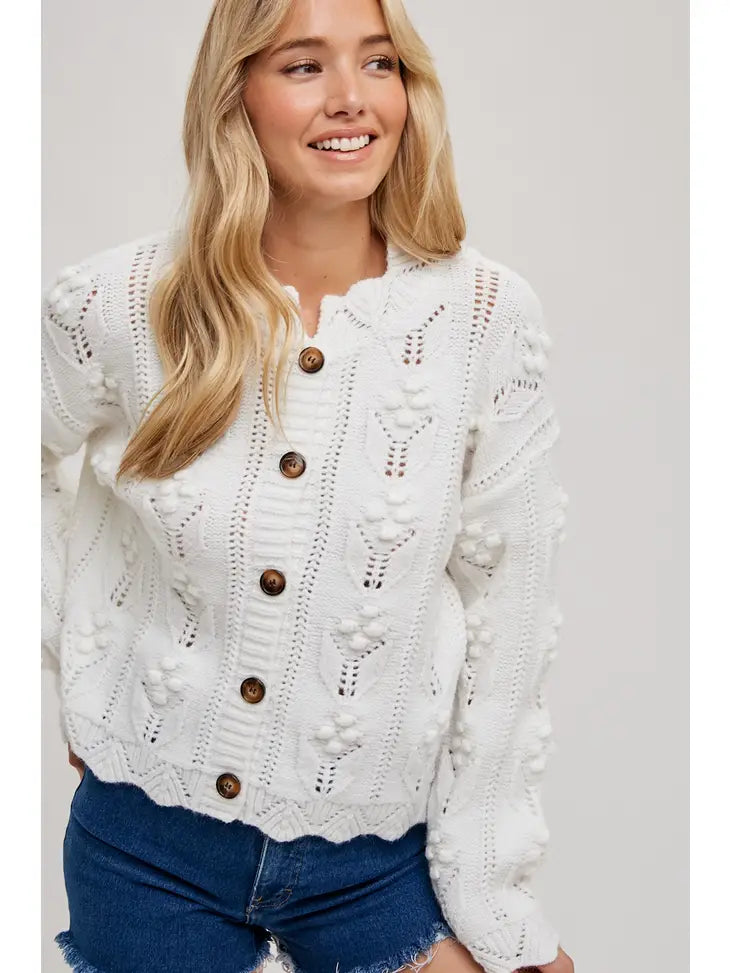 Scallop Hem Sweater Knit Cardigan