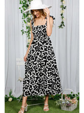 Load image into Gallery viewer, Shoulder Strap Ties Floral Print Tiered Midi Dress
