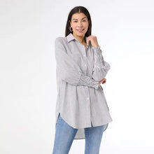 Load image into Gallery viewer, Tianna Striped Tunic Top with Cinched Sleeve
