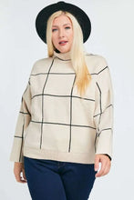 Load image into Gallery viewer, Grid Pattern Mock Neck Pullover - -PLUS SIZE
