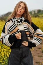 Load image into Gallery viewer, Chunky Knit Multi Stripe Open Sweater Cardigan
