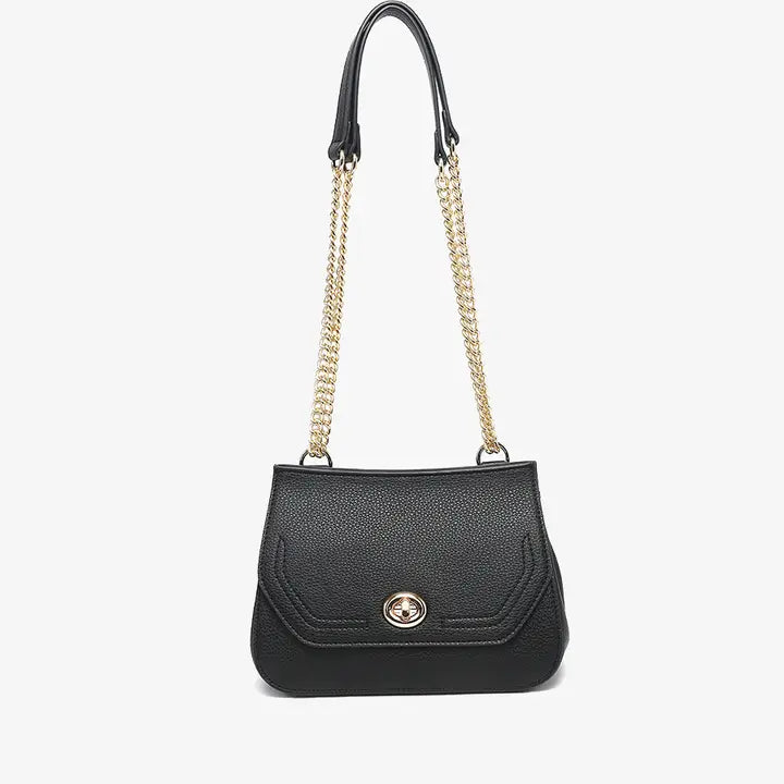 Lottie Twist Lock Crossbody Bag w/ Chain Strap