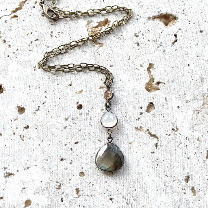 Labradorite Moonstone Vintage Necklace