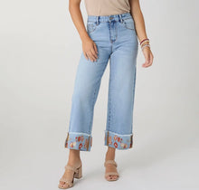 Load image into Gallery viewer, Everstretch Wide Leg Crop with Embroidered Cuff
