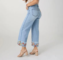 Load image into Gallery viewer, Everstretch Wide Leg Crop with Embroidered Cuff
