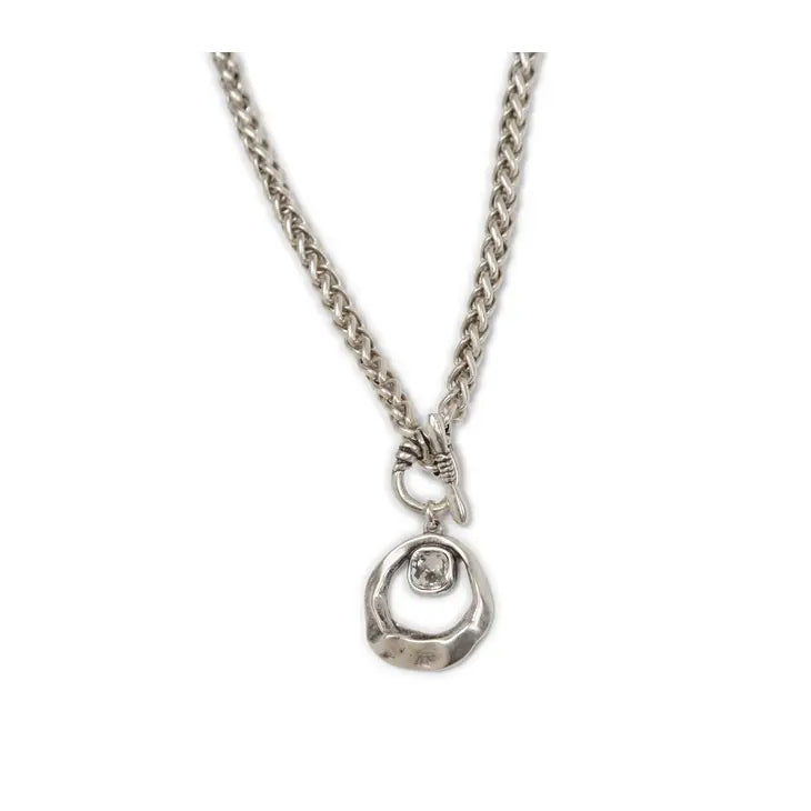 Knit Pewter Crystal Necklace - NN3526