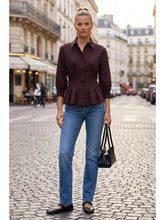 Load image into Gallery viewer, Dart Detail 3/4 Steeve Button Down Blouse
