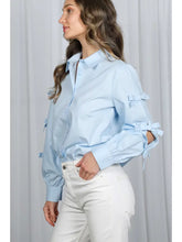 Load image into Gallery viewer, Bow Detail Long Puff Sleeve 100% Cotton Shirt
