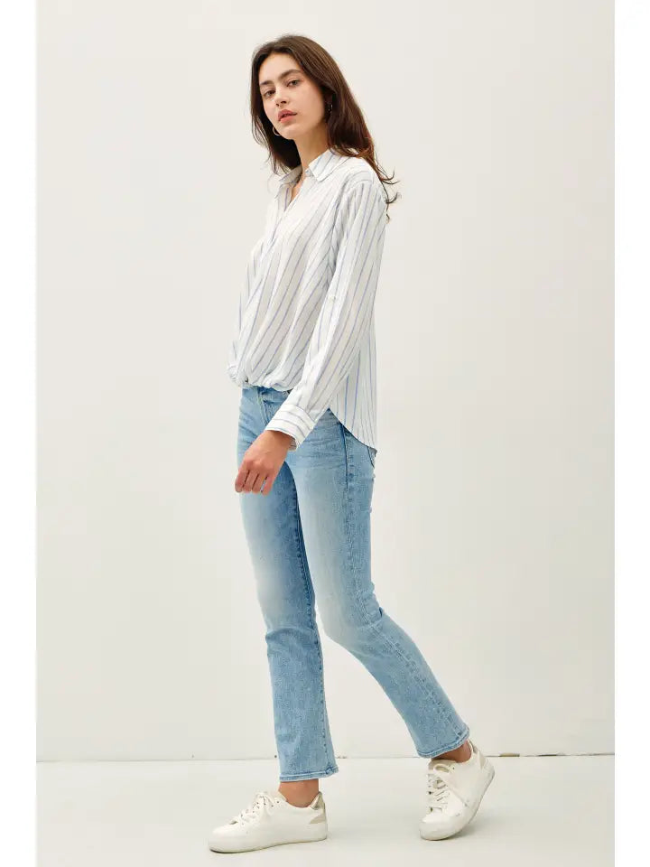 Striped Long Sleeve Shirt W Twist Bottom