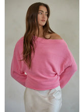 Load image into Gallery viewer, Knit Sweater Boat Neck Long Sleeve Pullover Top
