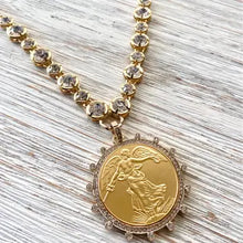 Load image into Gallery viewer, Gold French Peace Coin Necklace
