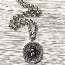 Load image into Gallery viewer, French Bee Statement Coin Necklace
