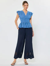 Load image into Gallery viewer, Embroidered Peplum V-Neck Blouse
