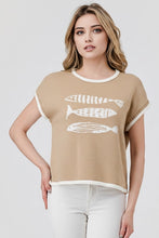 Load image into Gallery viewer, Cotton Blend Fish Design Cap Sleeve
