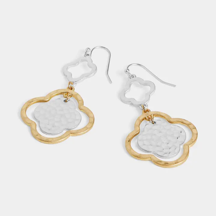 Mixed Metal Clover Dangle Earring