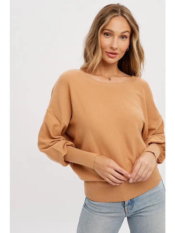 Backless Balloon Sleeves Pullover