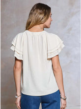 Load image into Gallery viewer, Double Flutter Sleeve Button Up Blouse
