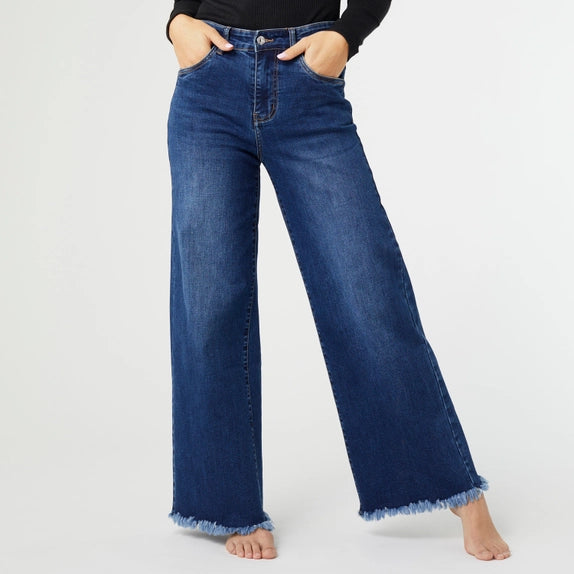 Everstretch Wide Leg with Frayed Bottom