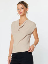 Load image into Gallery viewer, Draped Cowl Neck Cap Sleeve Top
