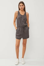 Load image into Gallery viewer, Scoop Neck Sleeveless Button Trimmed Tencel Romper
