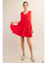 Load image into Gallery viewer, COTTON TIERED SLEEVELESS DRESS WITH SIDE POCKETS
