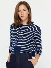 Load image into Gallery viewer, Striped Long Sleeve Sweater W/Faux Cardigan
