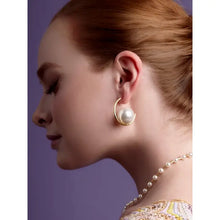 Load image into Gallery viewer, Open Orbit Pearl Hoop Earring
