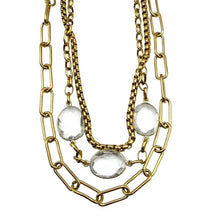 Load image into Gallery viewer, Genuine Gemstone Triple Strand Gold Necklace
