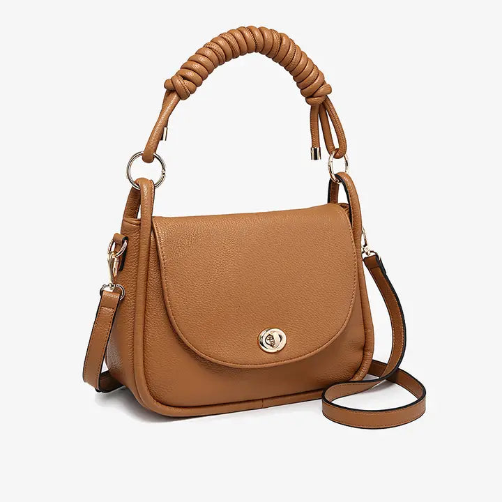 Effie Messenger Satchel Bag w/ Knotted Handle