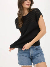 Load image into Gallery viewer, Eyelet Yoke Sweater Knit Top
