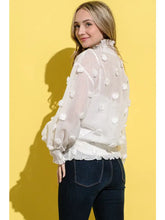 Load image into Gallery viewer, Pompom Organza Smocked Hem Blouse with Camisole
